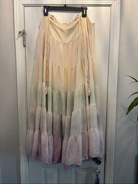 Boho Tiered Ombre Maxi Dress in Cream, Mint & Lavender
